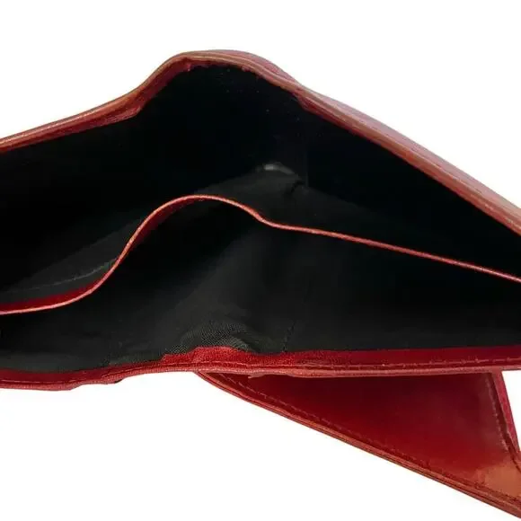 Bosca Vintage Oxblood Red Leather Clasp Tab Bifold Wallet - Picture 6 of 7